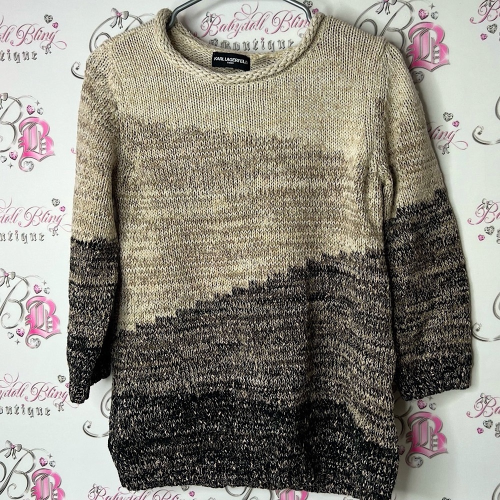 Karl Lagerfeld sweater sparkly gold tiered knitted Gradient Knit Sweater